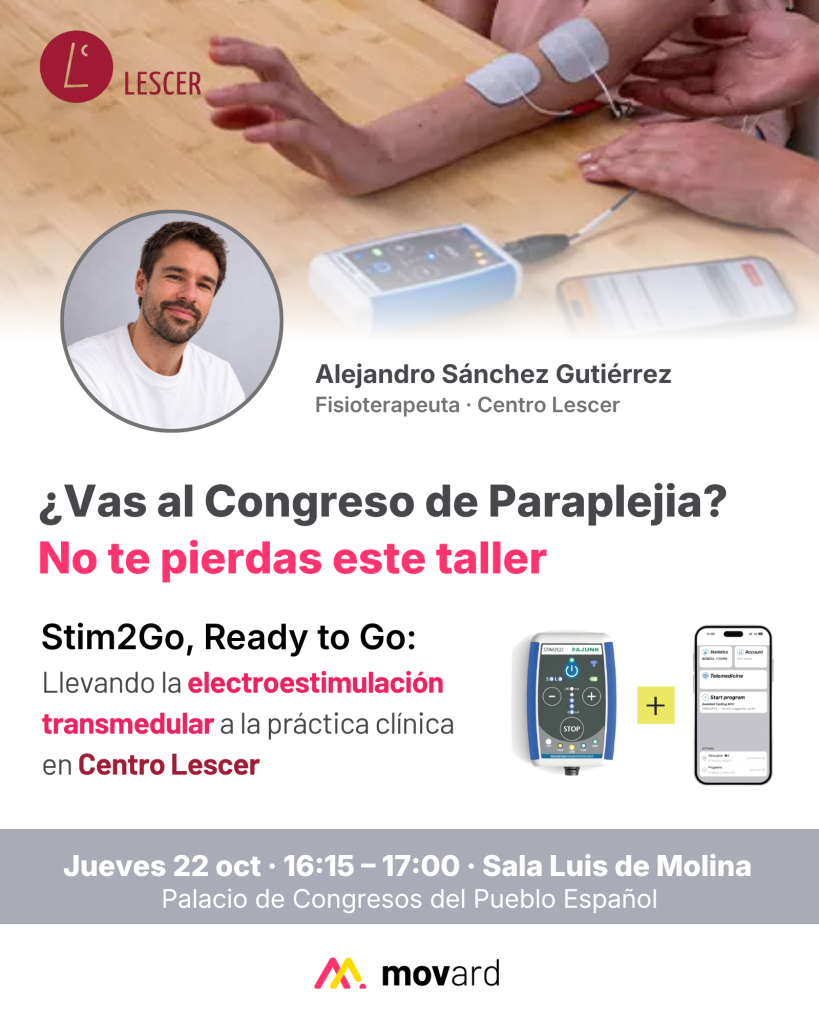Taller Stim2Go, Ready to Go: jueves 22 de octubre, 16:15–17:00, Sala Luis de Molina. Congreso de Paraplejia 2026